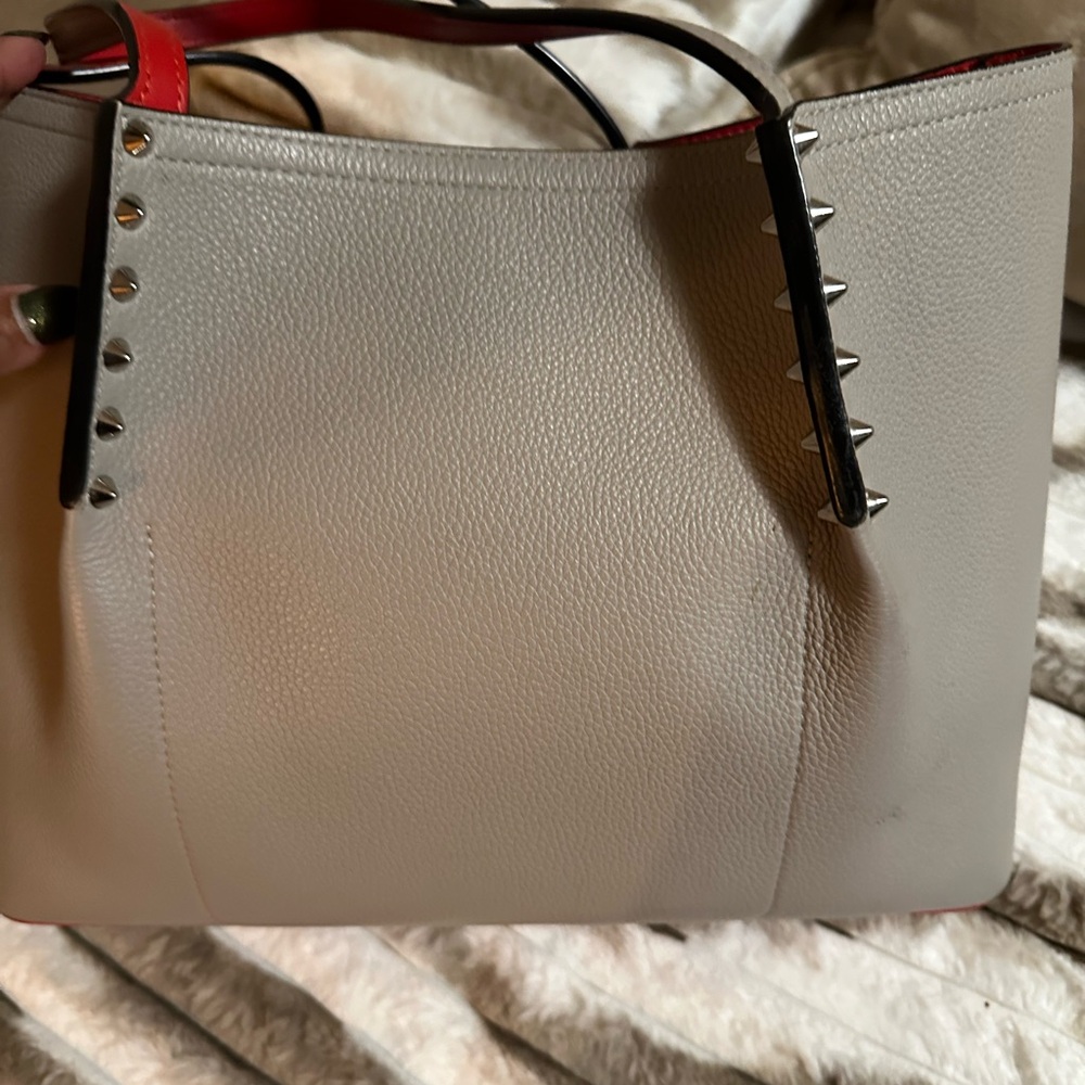 Christian Louboutin Gray Tote with Red Accents